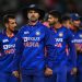 AUCKLAND, NEW ZEALAND - NOVEMBER 25: Shikhar Dhawan of India leads his team off after losing game one of the One Day International series between New Zealand and India at Eden Park on November 25, 2022 in Auckland, New Zealand. (Photo by Hannah Peters/Getty Images)